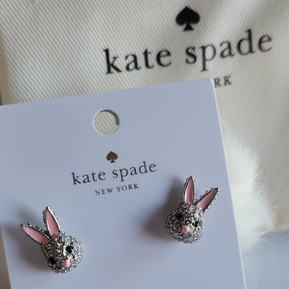 kate spade pink and silver bunny stud earrings